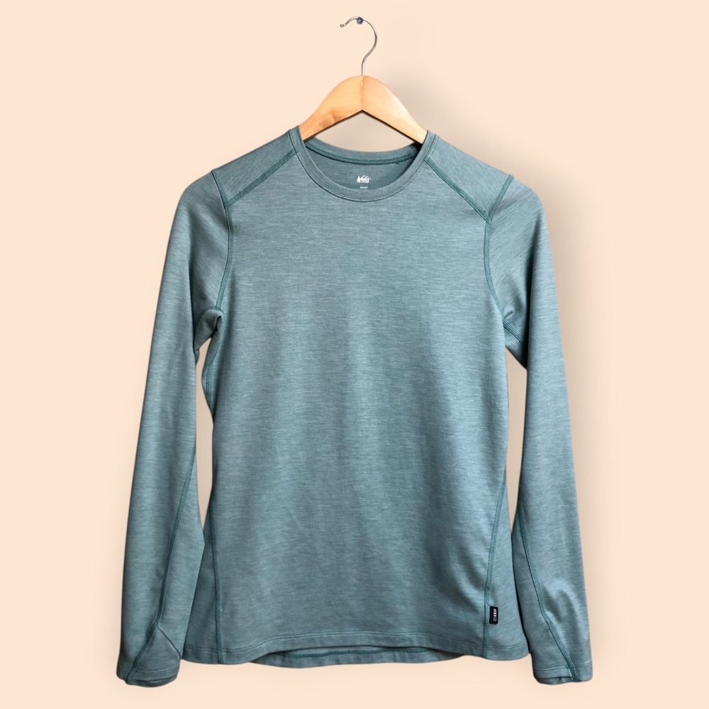 REI Co-op Midweight Long Sleeve Base Layer Top Light Blue Outdoors Women’s Small
